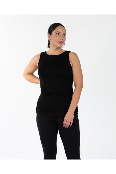 LUOKK Cher Shirring Detailed Slit Plus Size Blouse Black