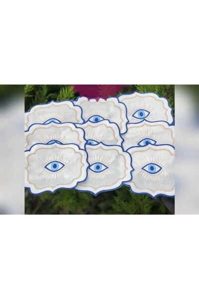 BÜŞRA Embroidered Coffee Side Presentation Pecete Set of 6