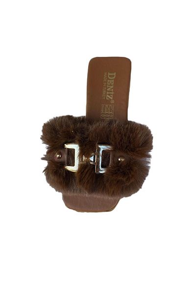 DENİZ Women's Slippers - Furry and Buckle