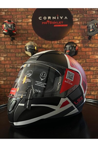 LS2 Rapid 2 Grid Mat Beyaz-kirmizi Kask