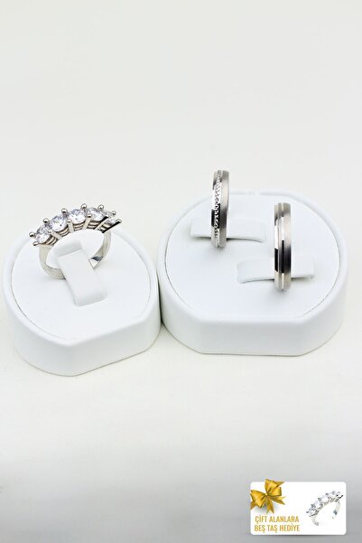 Twem Silver Renkli Elegans Ahenk 925 Ayar Gümüş Alyans Çift Alıma Beştaş Hediye (TEK YÜZÜK FİYATIDIR)