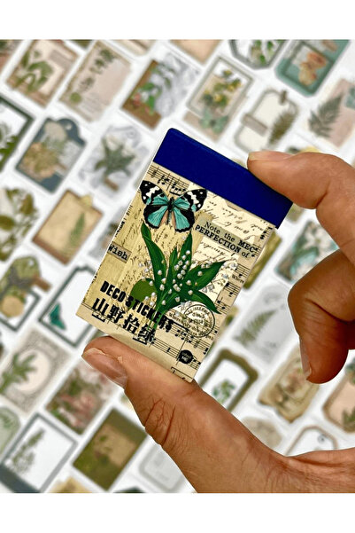 Genel Markalar Vintage Kelebek Lacivert 50 Yaprak Defter Sticker / Çıkartma /...