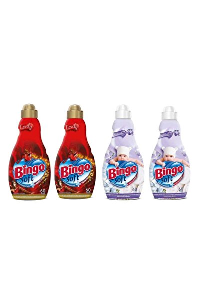 Bingo Soft Konsantre Çamaşır Yumuşatıcısı Sensitive 1440 ml 2'li + Lovely 2'li Ekonomi Paketi 4'lü