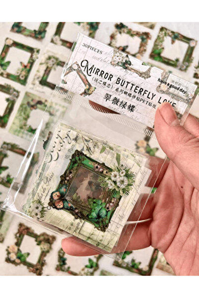 Genel Markalar Mirror Butterfly Serisi Yeşil Renk Çiçek ve Kelebekli Çerçeve ...