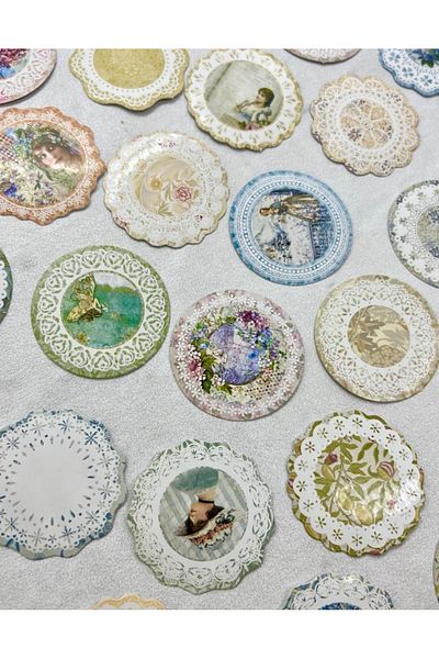 Kağıt Gemi Dükkan Vintage Retro Lace Pattern Box Sticker / Bullet Journal / Notebook Decoration / Sticker