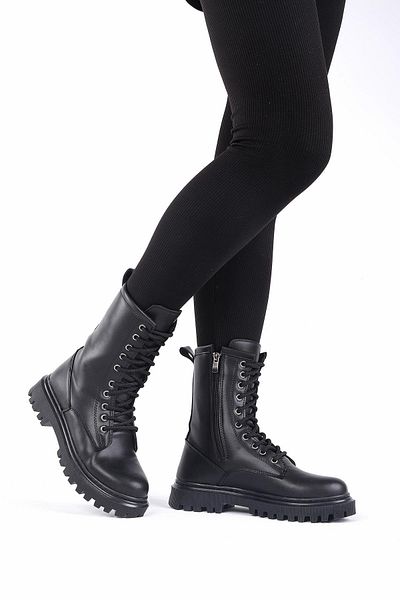 layki Γυναικείες μπότες Santa Black με φερμουάρ και γούνα στο εσωτερικό