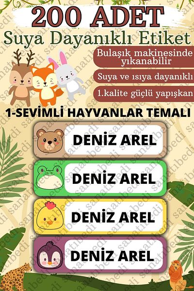 sanatıbedi 200 τεμάχια αδιάβροχο σχολικό αυτοκόλλητο - σημειωματάριο με στυλό και προσαρμοσμένο όνομα με δυνατότητα εγγραφής