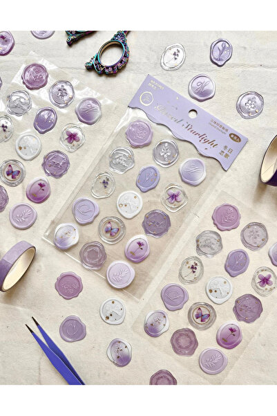 Kağıt Gemi Dükkan Glazed Starlight Tek Yaprak 3D Mor 15 Adet Sticker Mühür/Damga/Sanat Çıkartmaları/Etiket