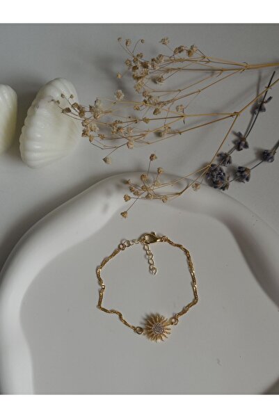Vola Collection Handmade Pirinç Üzeri Altın Kaplama Güneş Şeklinde Parlak Bil...