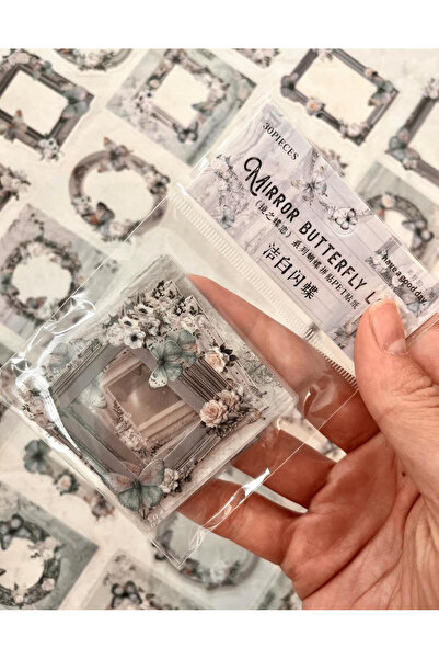 Kağıt Gemi Dükkan Mirror Butterfly Serisi Beyaz Renk Çiçek ve Kelebekli Çerçe...