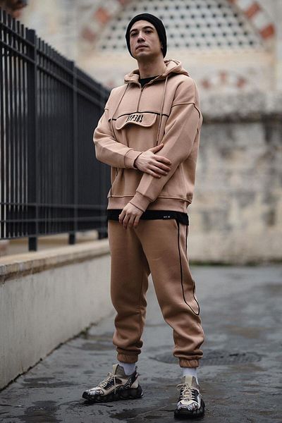 HYPERS Σετ Jogger με μπεζ κορδόνι με κουκούλα
