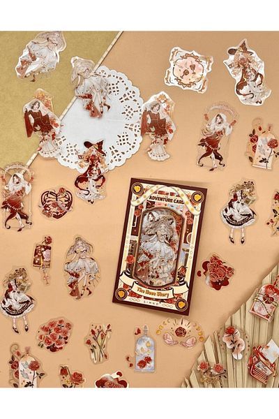 Kağıt Gemi Dükkan The Rose Story 40 Pieces Transparent Pet Sticker / Decal / Bullet Journal / Notebook Decoration