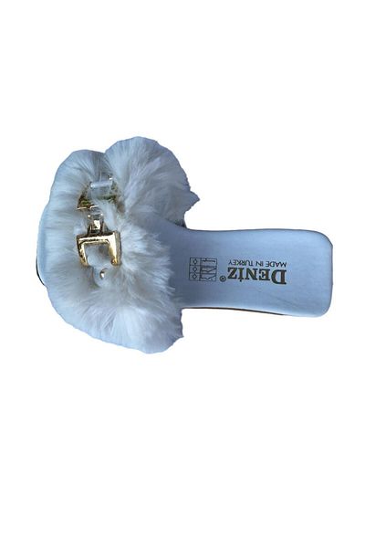 DENİZ Women's Buckle Furry Slippers