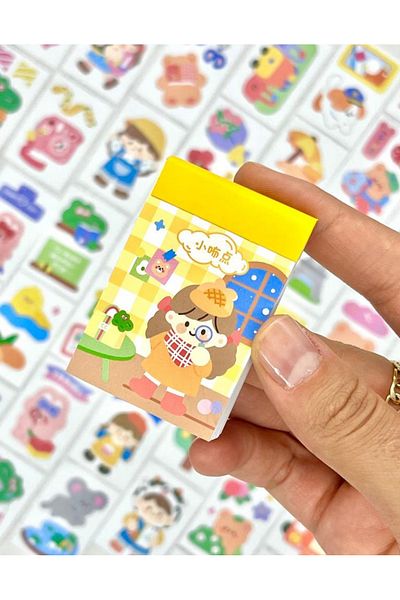 Kağıt Gemi Dükkan Cute Girl 50 Sheets Yellow Notebook Sticker / Decal / Bullet Journal / Notebook Decoration / Scrapbook