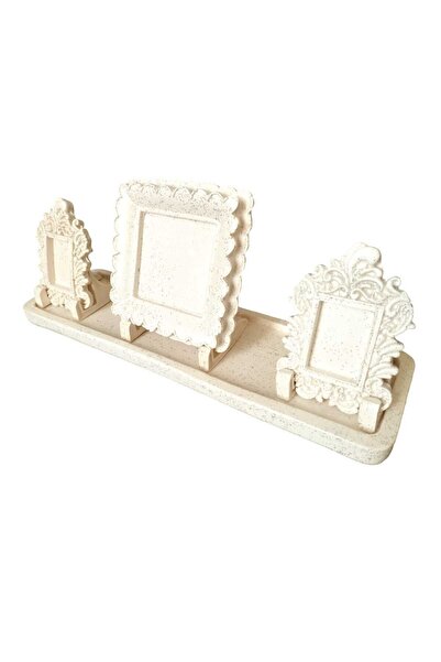 Hediyemiks Fotoğraf Çerçevesi Dekoratif Ve Hediyelik Işıltılı Kare Obje Set 3 1= 4 Parça