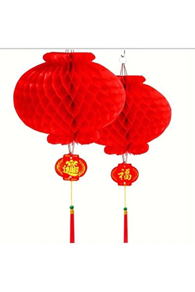 PİRAMİGO 2 adet, Kırmızı Çin FU Plastik Petek Fenerler