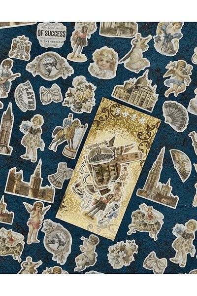 Kağıt Gemi Dükkan Vintage Victorian Art 60 Pieces Sticker Set/Decal/Label/Bullet Journal/Scrapbook