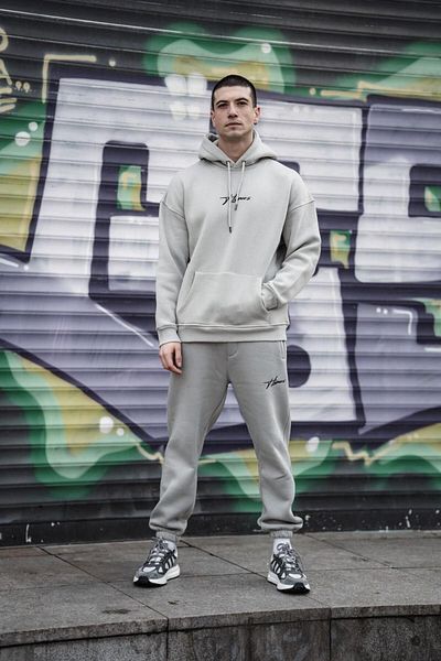HYPERS Σετ Jogger με κέντημα με υπογραφή σε γκρι φούτερ