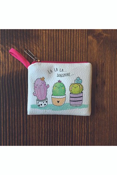 Filemo tasarım Poșetă albă pentru monede cactus mini pentru femei