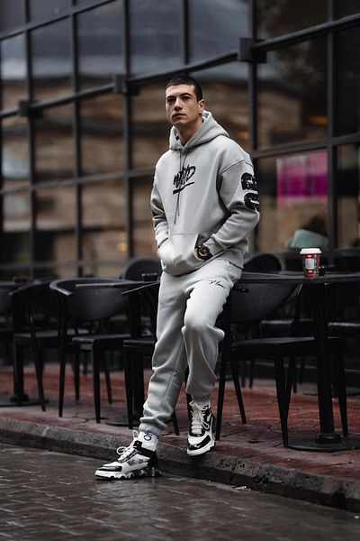 HYPERS Σετ Jogger με στάμπα γκρι με κουκούλα Orignals