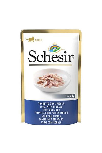 Schesir Jelly Ton Balıklı Ve Levrekli Pouch Kedi Maması 85gr