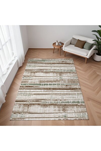 Evmila Desenli Kaymaz Taban Makinede Yıkanır Dijital Baskılı Halı