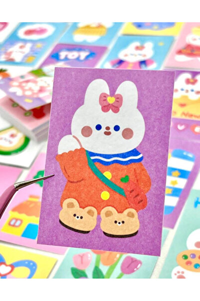 Kağıt Gemi Dükkan أرنب لطيف 50 ورقة دفتر أرجواني ملصق / ملصق / مجلة رصاصة / دفتر زخرفة / سجل القصاصات