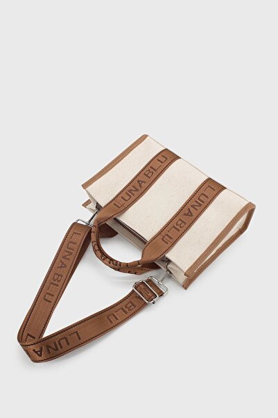 LUNABLU Kadın Çanta Taba Kanvas Çapraz Askılı Omuz Çantası