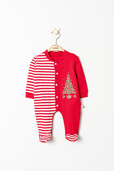 MİNİBORN Newborn Unisex Red Christmas Jumpsuit