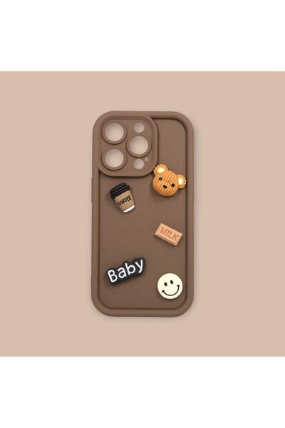 Turkuaz IPHONE 14 PRO; 3D AYICIK TASARIMLI YUVARLAK KAMERA  KORUYUCU YUMUŞAK ...
