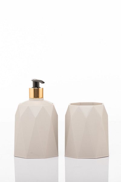 okacih Set of 2 Liquid Soap Dispenser Toothbrush Holder Bathroom Soap Dispenser