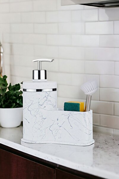 okacih Δοχείο υγρού σαπουνιού με μοτίβο Δοχείο απορρυπαντικού μπάνιου κουζίνας Δοχείο σαπουνιού με μπολ σφουγγαριού βούρτσας δεν περιλαμβάνεται