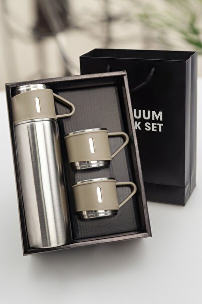 Trendmiya 500 ml Steel Thermos - 3 Cups in Special Box
