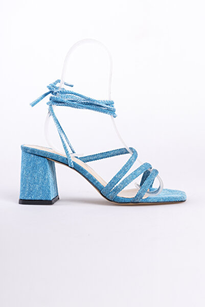 Gate Sandale Carisa pentru femei 2024, cu căptușeală din piele, cu șnur detașabil - albastru denim