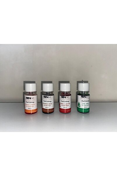 Renas Sıvı gıda boyası 10 ml bordo turuncu kahverengi yeşil 4 lü set