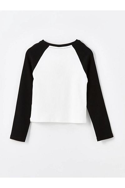 LC Waikiki LCW Kids New Tricou negru cu mânecă lungă brodat pentru fete