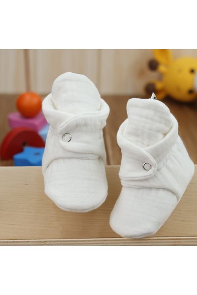 Ella Bonna Organic Cotton Muslin Baby Booties, Newborn Slippers, Cream, Blue, Beige 3 Pack