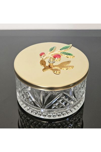 atabey home collection وعاء سكر 1 قطعة بغطاء ذهبي ووعاء تقديم ووعاء تقديم بتفاصيل زيتون