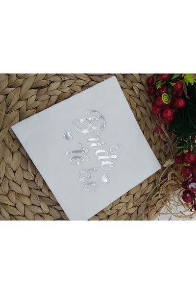 Deniz Party Store BRIDE TO BE ΑΣΗΜΕΝΙΑ ΦΥΛΛΟ ΛΕΥΚΗ ΧΑΜΟΜΠΙ 33Χ33 ΕΚ. 16 ΤΕΜΑΧΙΑ