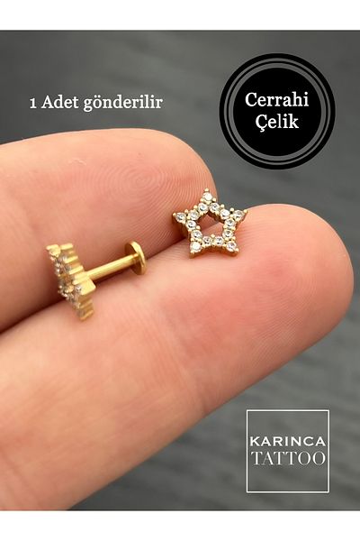 Karınca Piercing Star Stone Labret Ear - Conch Forward Helix Piercing Cartilage Tragus Earrings