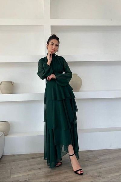 Riche Γυναικείο φόρεμα Khaki Midi Chiffon