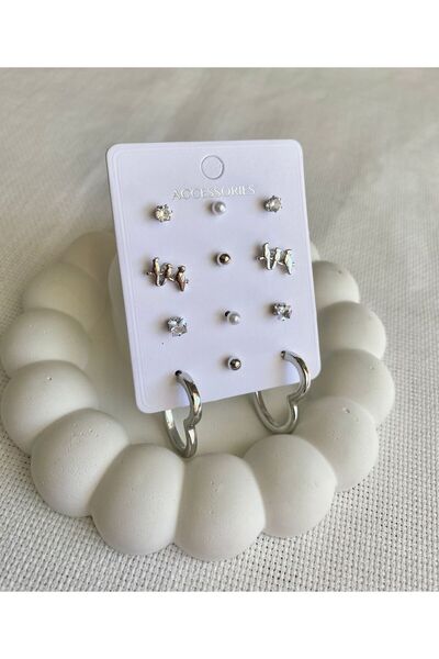DEMOKAN Set of 12 Bird Heart Detailed Women's Earrings