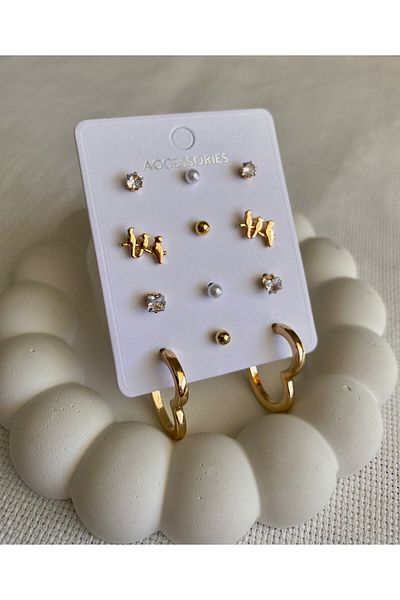DEMOKAN Set of 12 Bird Heart Detailed Women's Earrings
