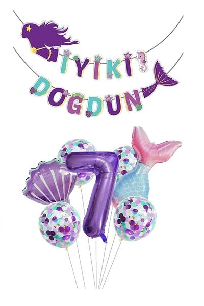 BİDOLUMUTLULUK Mermaid Age Number Foil Set - Concept Birthday