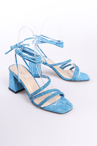 Gate Sandale Carisa pentru femei 2024, cu căptușeală din piele, cu șnur detașabil - albastru denim