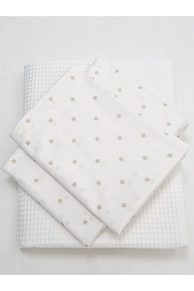 Yada Baby طقم بيكيه وافل موسلين 3 قطع للأطفال والرضع مصنوع من القطن العضوي بن...