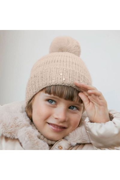 Abel & Lula Girl's Abel and Lula - Sequin Beret Beige L25K5916