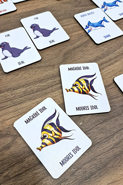 metafortoys 24 Parça Ahşap Denizaltı Zeka Kartları Eşleştirme Oyunu Ahşap Oyuncak