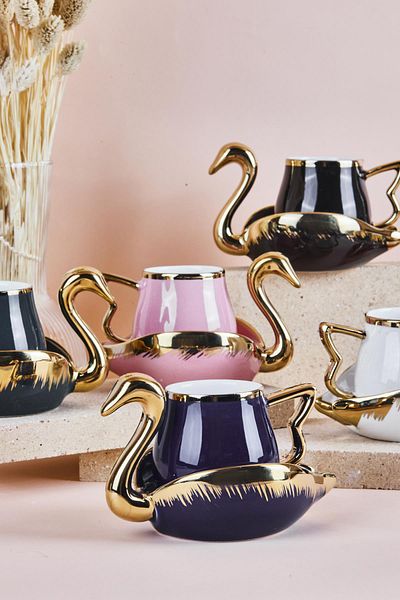 Perotti Swan Swan Set of 6 Porcelain Coffee Cups 80 ml 6 Colors Mixed
