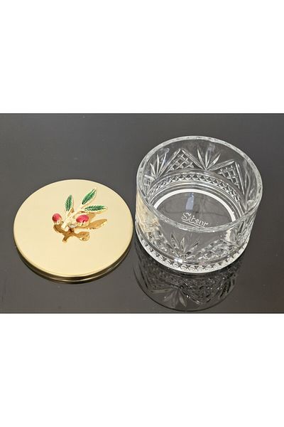 atabey home collection وعاء سكر 1 قطعة بغطاء ذهبي ووعاء تقديم ووعاء تقديم بتفاصيل زيتون